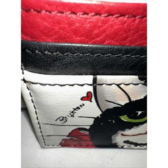 Brighton Card Wallet With Black & White Kitty Cat Kitten Cardholder NEW - Picture 3 of 6